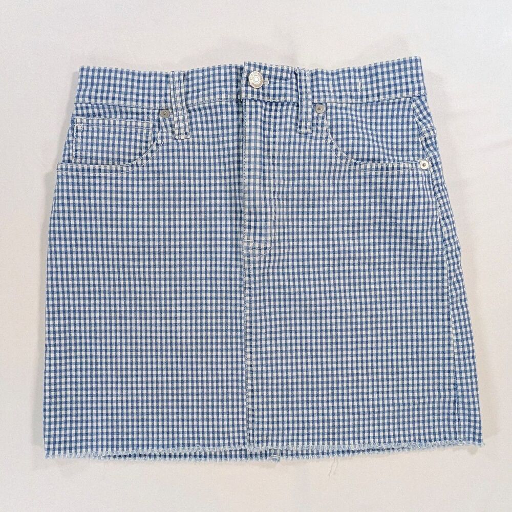 Madewell Women's Blue White Striped Denim Sjirt Size 8 Regular Pockets